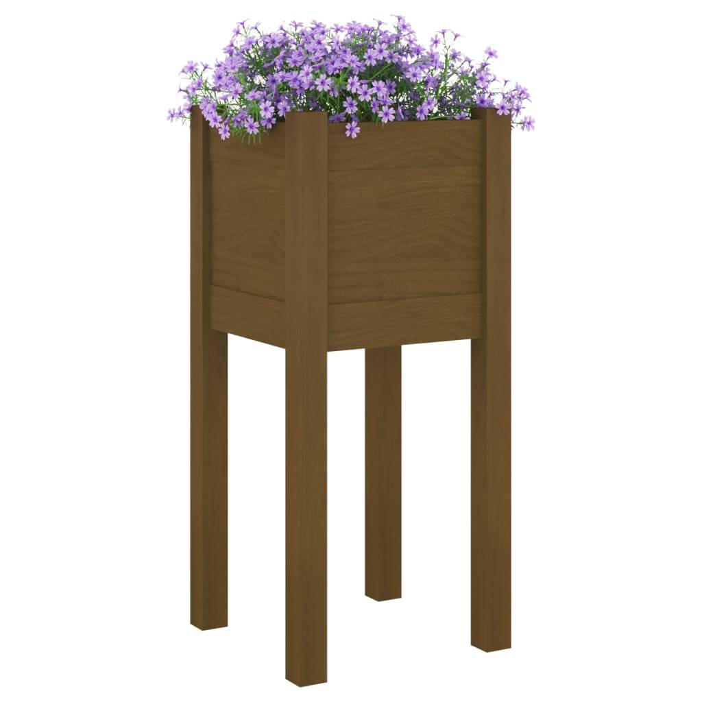 vidaXL Pflanzkübel 2 Stk. Honigbraun 31x31x70 cm Massivholz Kiefer