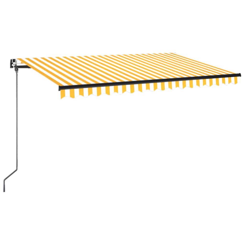 vidaXL Markise Manuell Einziehbar mit LED 450x350 cm Gelb und Weiß