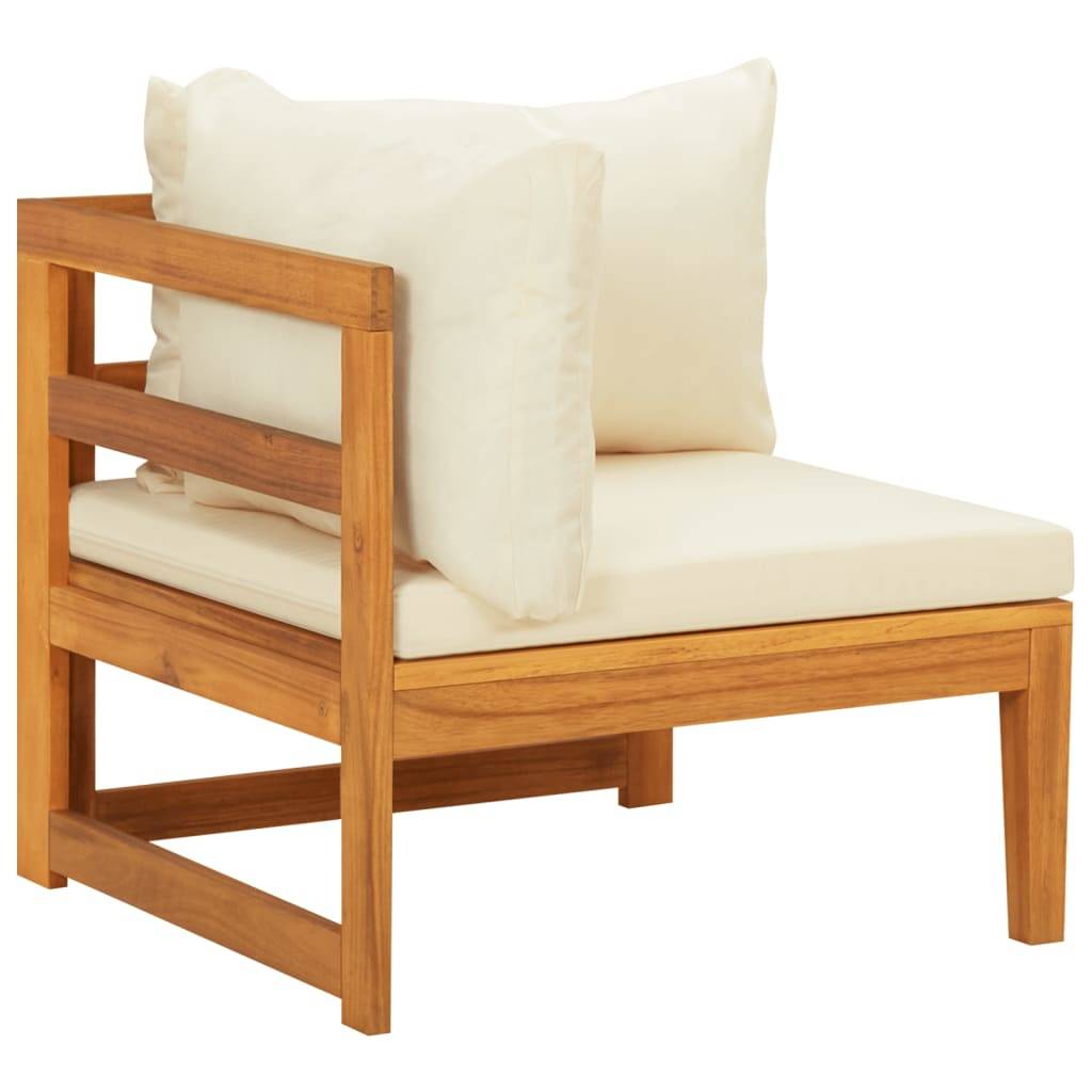 vidaXL Ecksofa mit Cremeweißen Kissen Massivholz Akazie