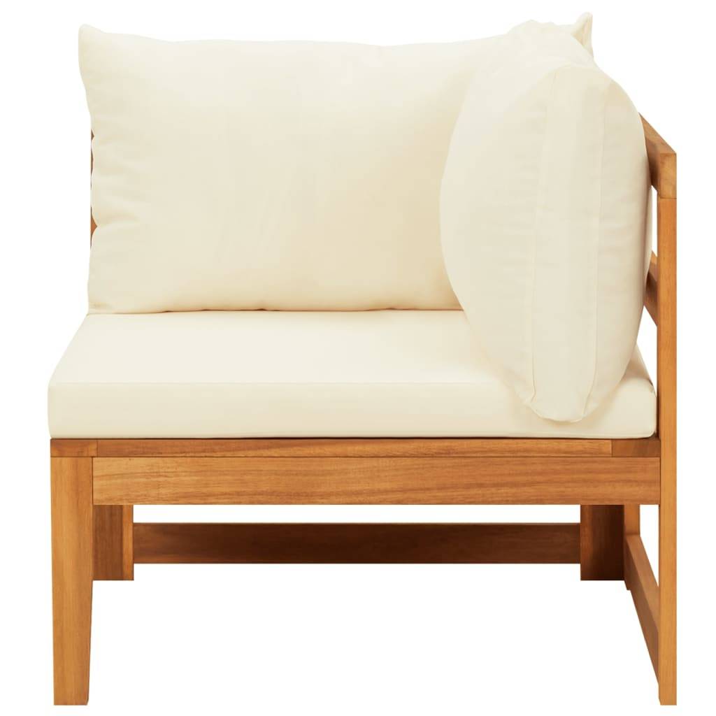vidaXL Ecksofa mit Cremeweißen Kissen Massivholz Akazie