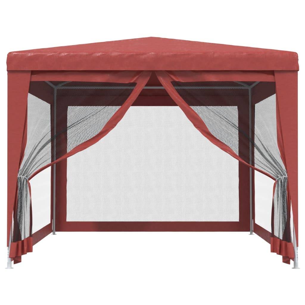 vidaXL Partyzelt mit 4 Mesh-Seitenwänden Rot 3x4 m HDPE