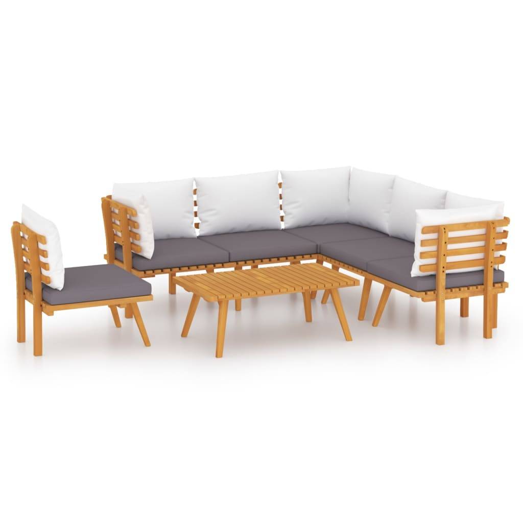 vidaXL 7-tlg. Garten-Lounge-Set mit Kissen Massivholz Akazie