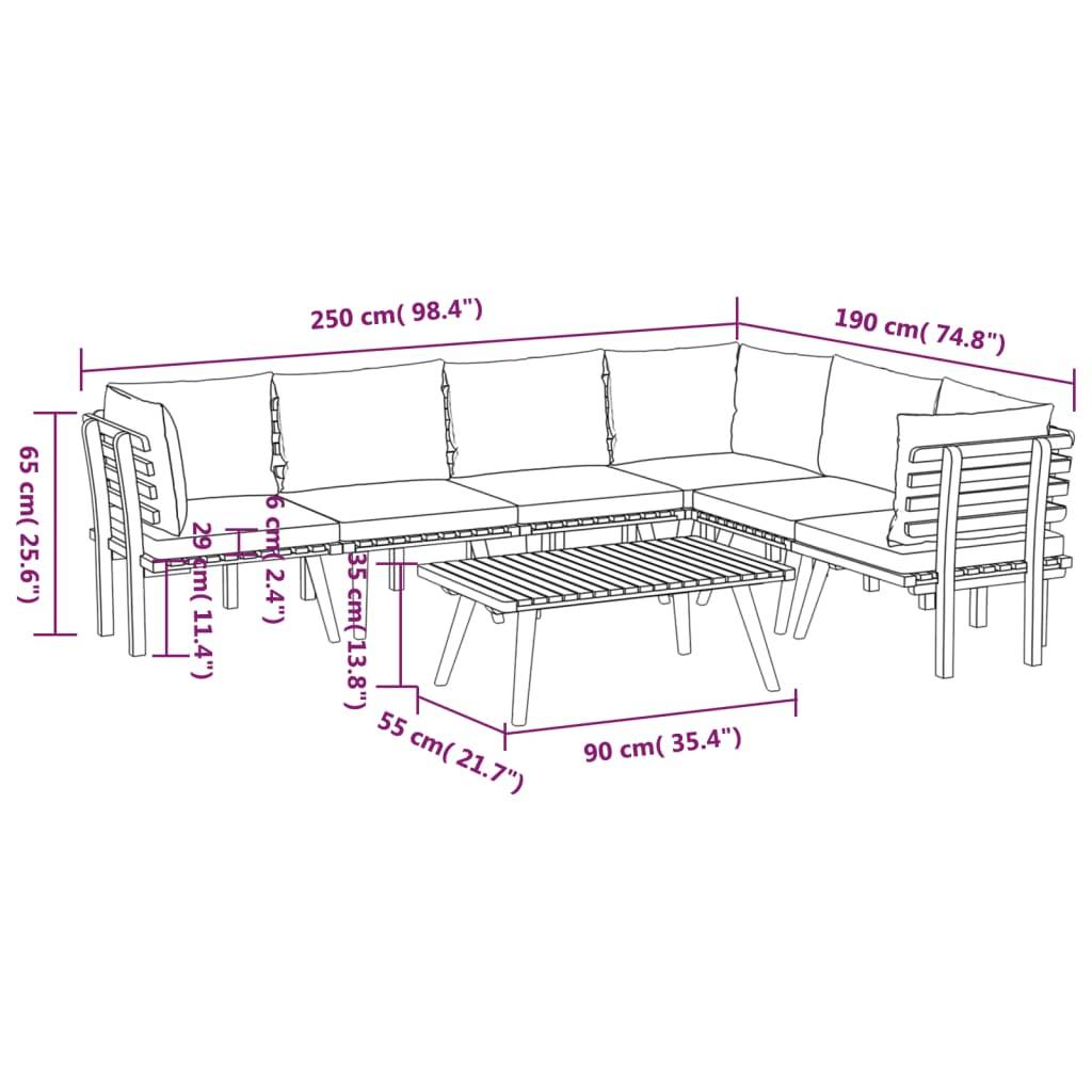 vidaXL 7-tlg. Garten-Lounge-Set mit Kissen Massivholz Akazie