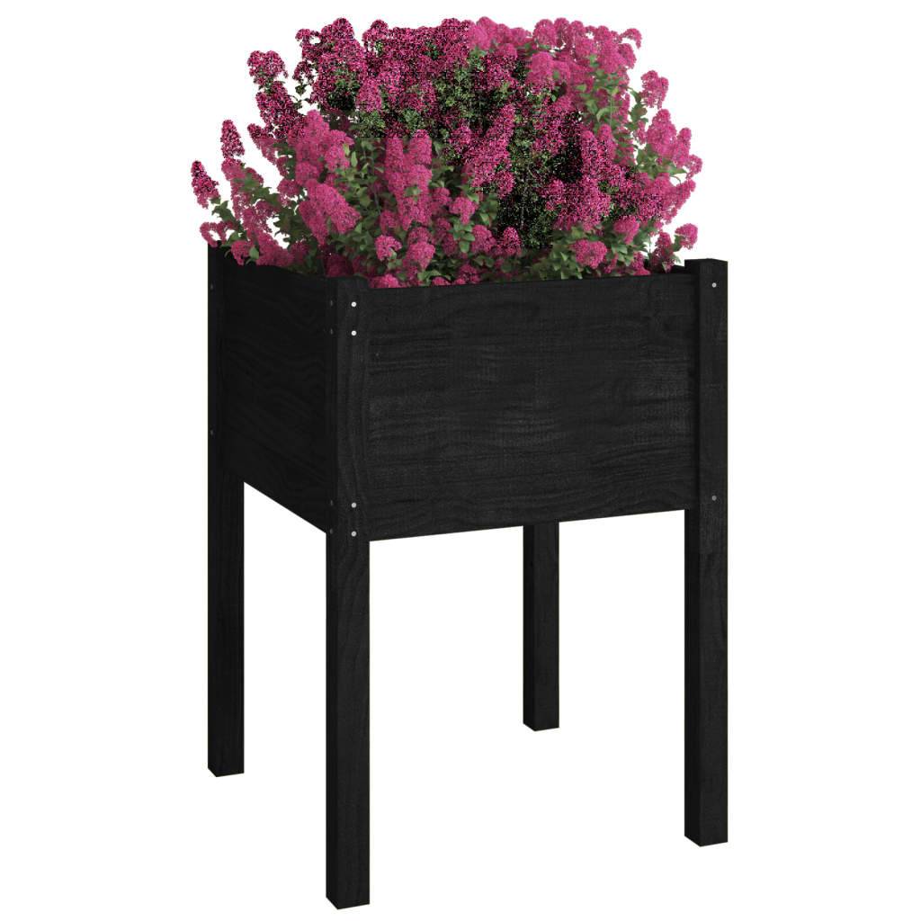 vidaXL Pflanzkübel 2 Stk. Schwarz 50x50x70 cm Massivholz Kiefer