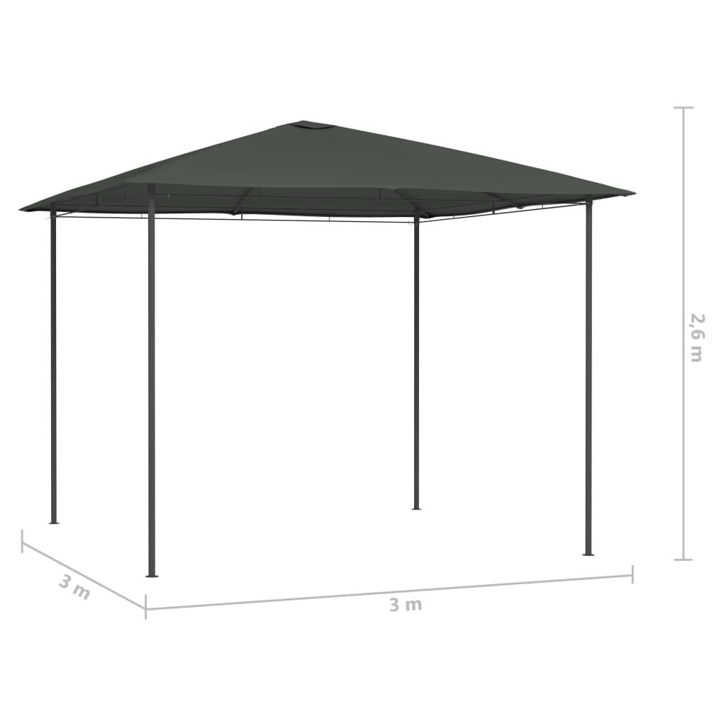 vidaXL Pavillon 3x3x2,6 m Anthrazit 160 g/m²
