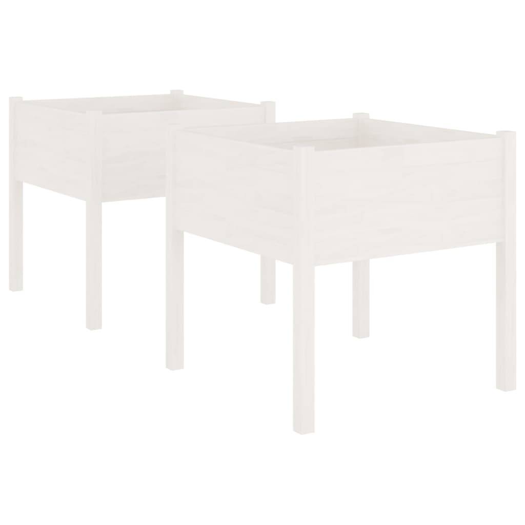 vidaXL Pflanzkübel 2 Stk. Weiß 70x70x70 cm Massivholz Kiefer