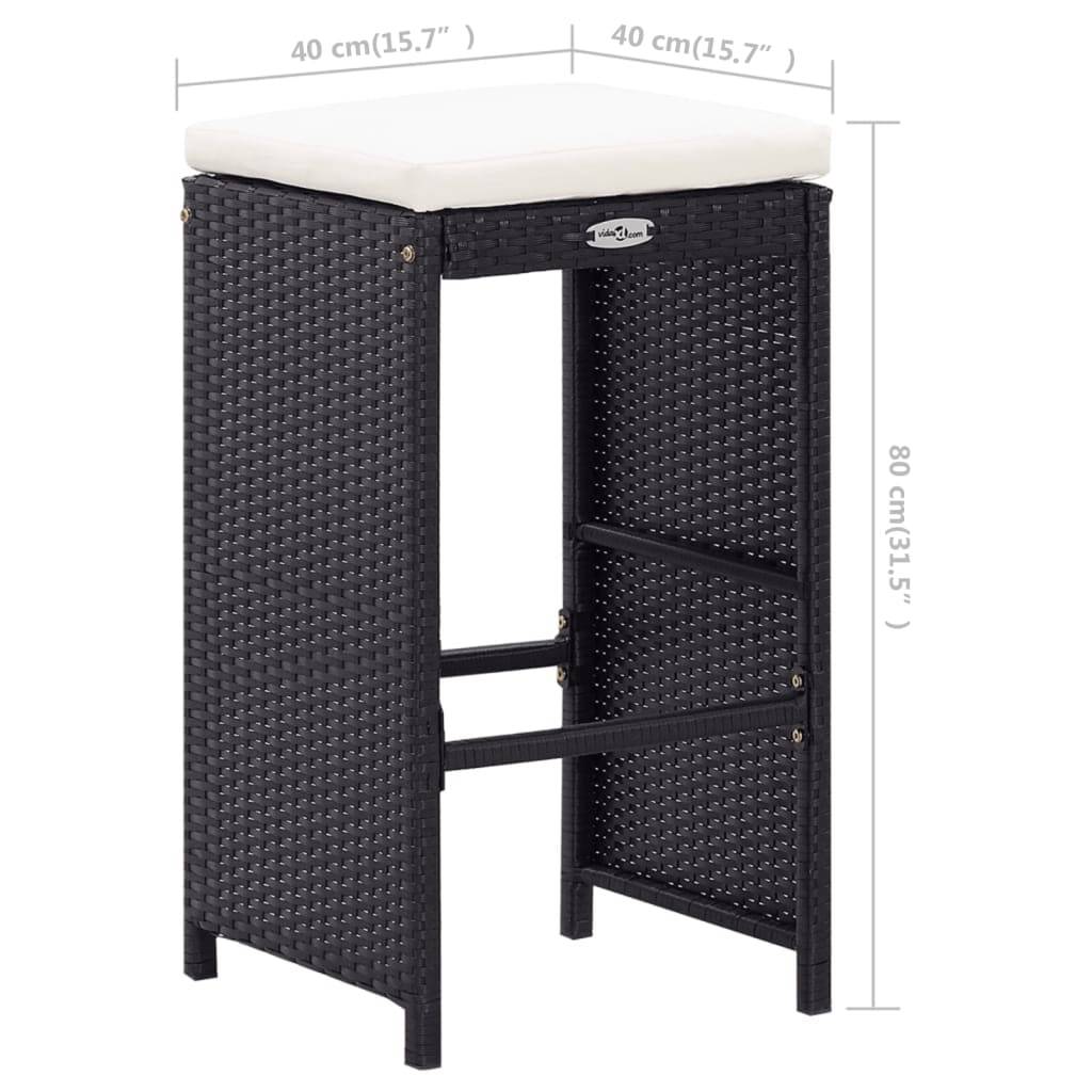vidaXL 9-tlg. Gartenbar-Set Poly Rattan Schwarz