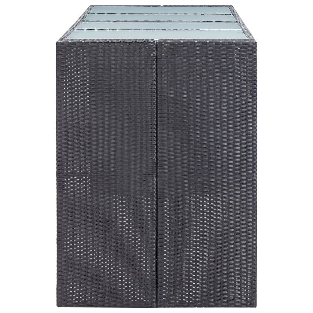 vidaXL 9-tlg. Gartenbar-Set Poly Rattan Schwarz