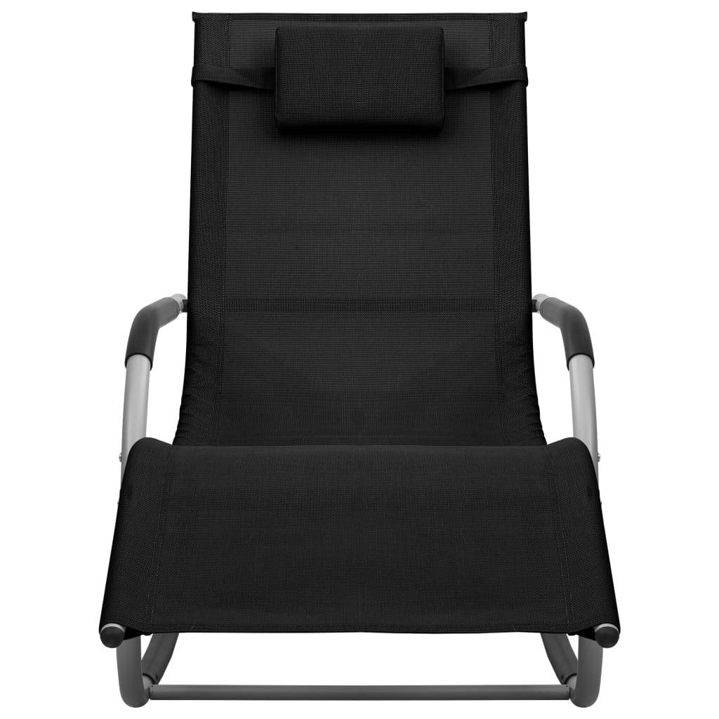 vidaXL Sonnenliegen 2 Stk. Textilene Schwarz und Grau