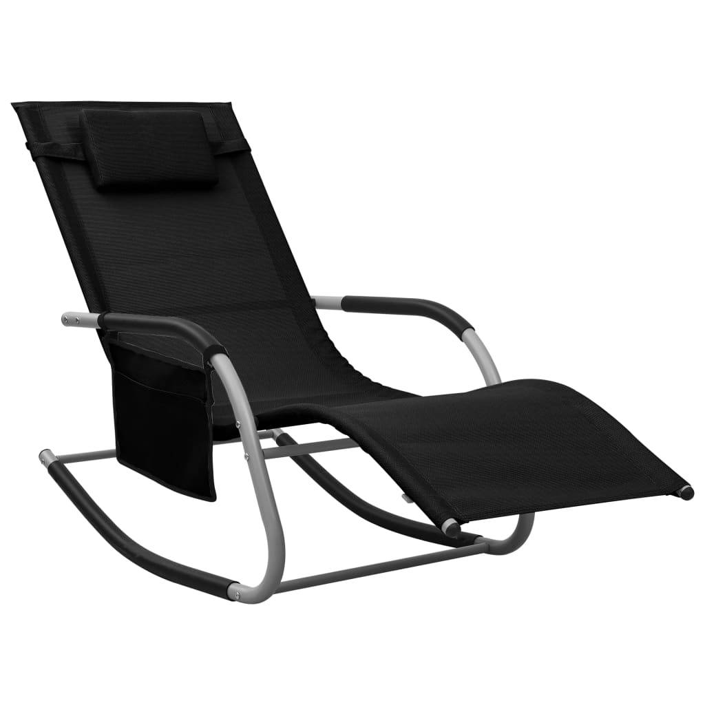 vidaXL Sonnenliegen 2 Stk. Textilene Schwarz und Grau