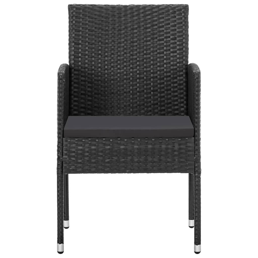 vidaXL Gartenstühle mit Kissen in Schwarz 4 Stk. Schwarz Polyrattan