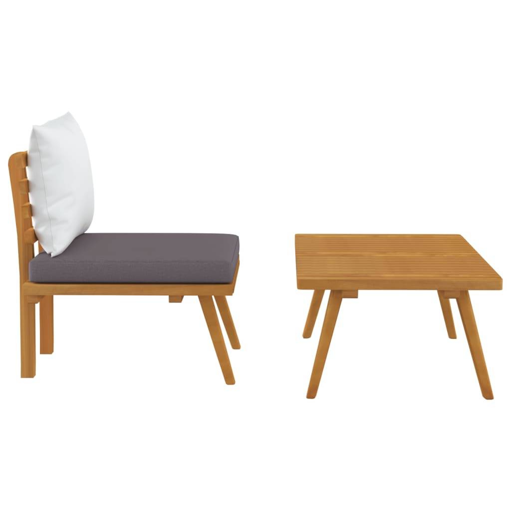 vidaXL 2-tlg. Garten-Lounge-Set mit Kissen Massivholz Akazie