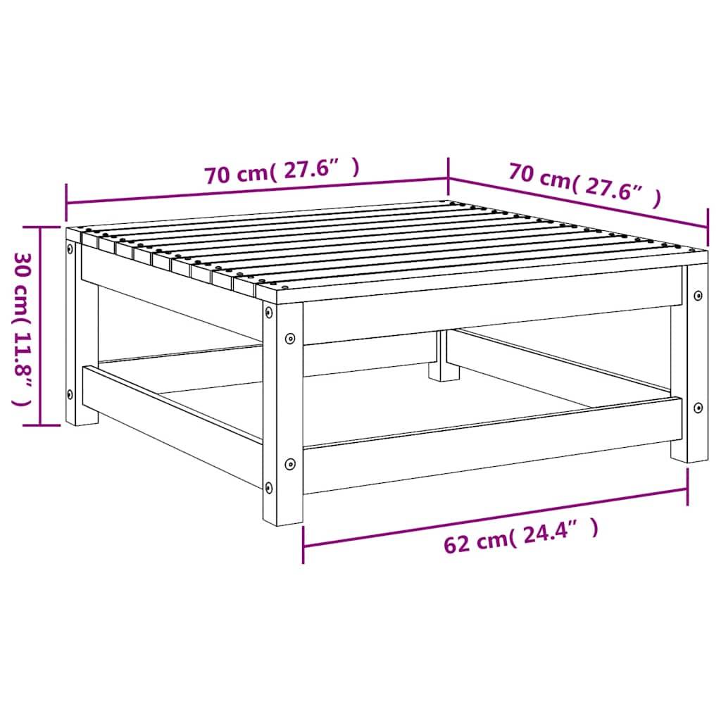 vidaXL Gartenhocker Weiß 70x70x30 cm Massivholz Kiefer
