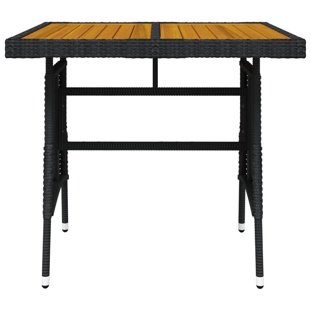 vidaXL Gartentisch Schwarz 70x70x72 cm Poly Rattan & Massivholz Akazie
