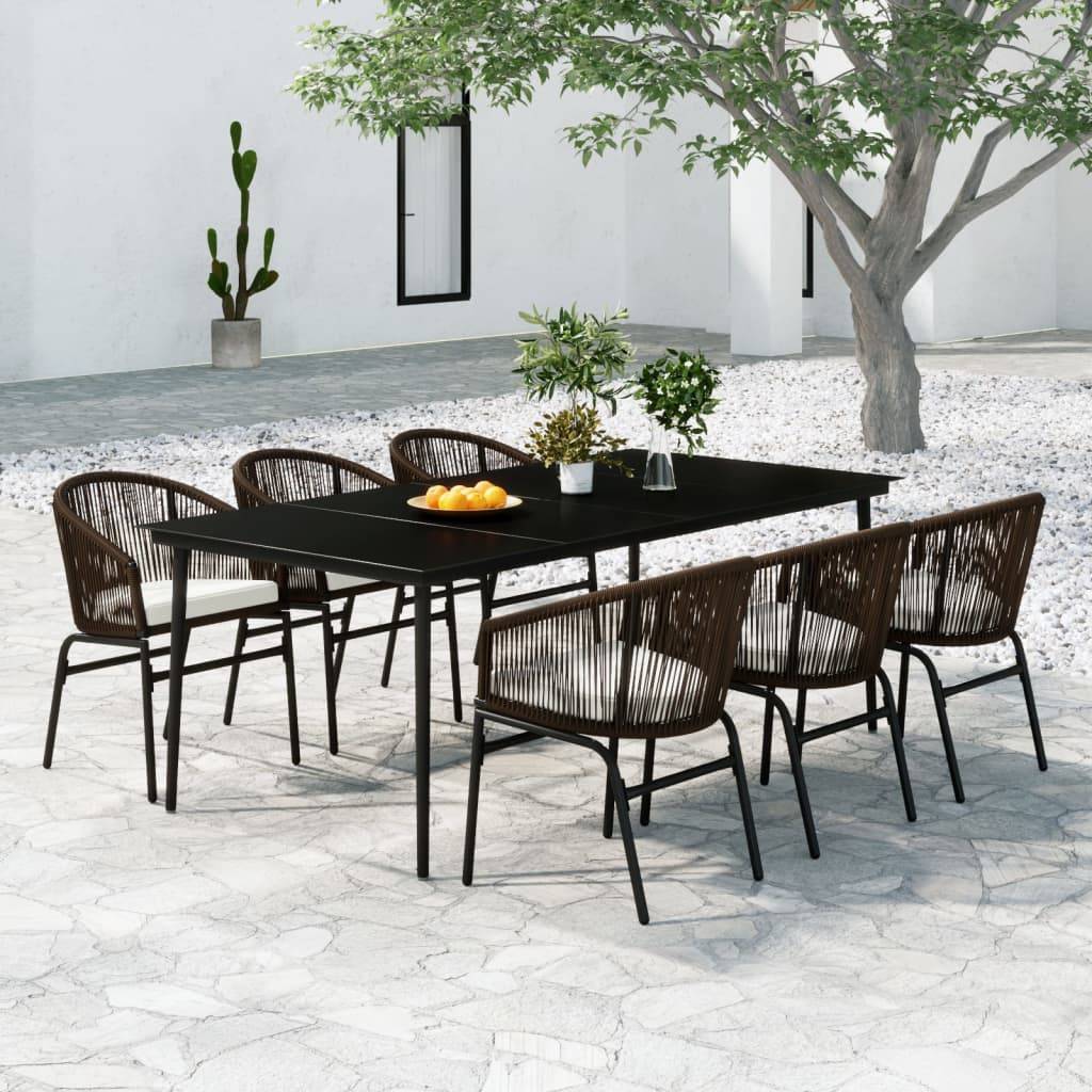 vidaXL 7-tlg. Garten-Essgruppe Braun