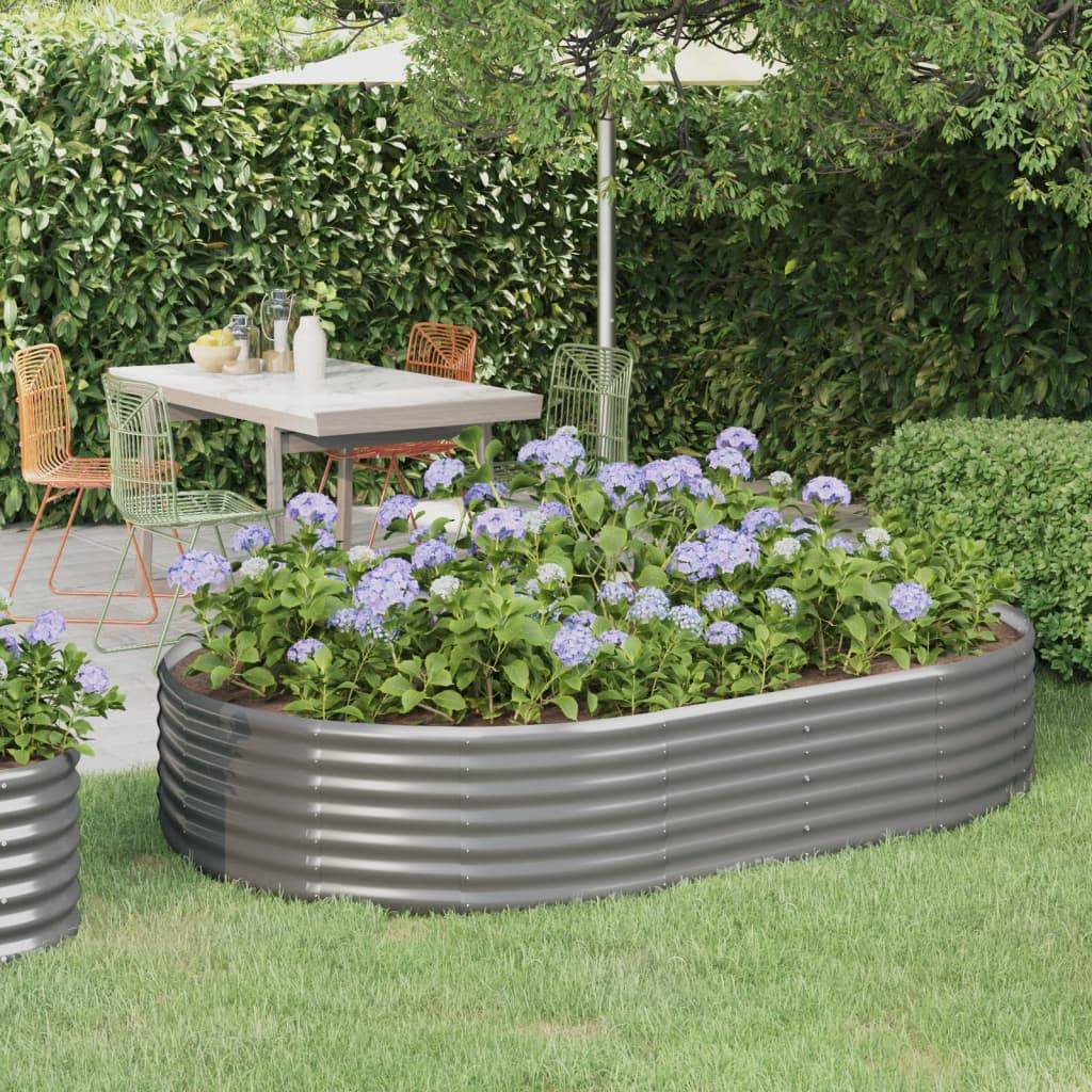 vidaXL Hochbeet Pulverbeschichteter Stahl 214x140x36 cm Grau