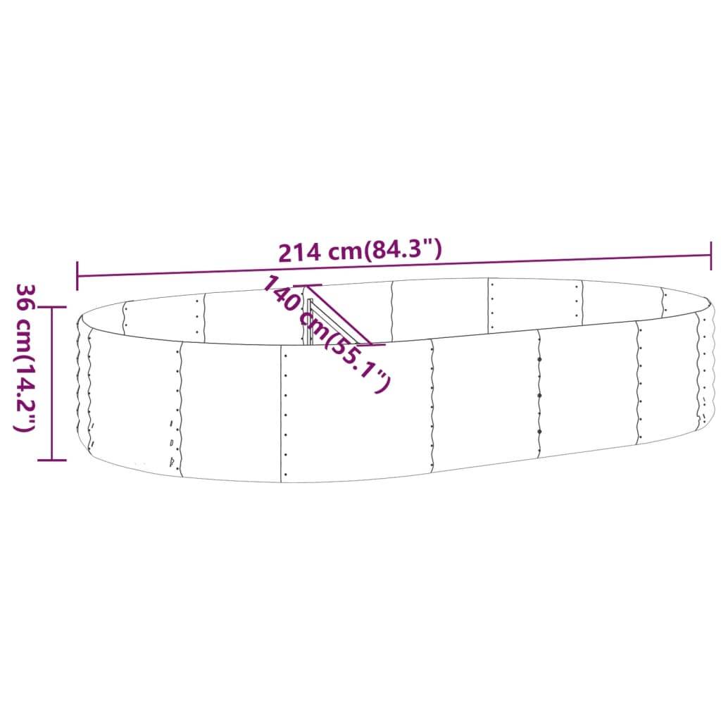 vidaXL Hochbeet Pulverbeschichteter Stahl 214x140x36 cm Grau