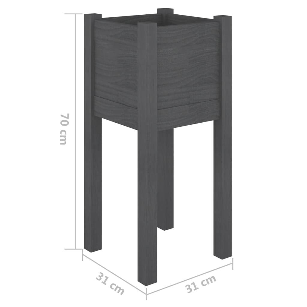 vidaXL Pflanzkübel Grau 31x31x70 cm Massivholz Kiefer