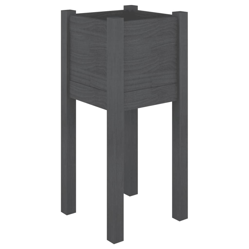 vidaXL Pflanzkübel Grau 31x31x70 cm Massivholz Kiefer