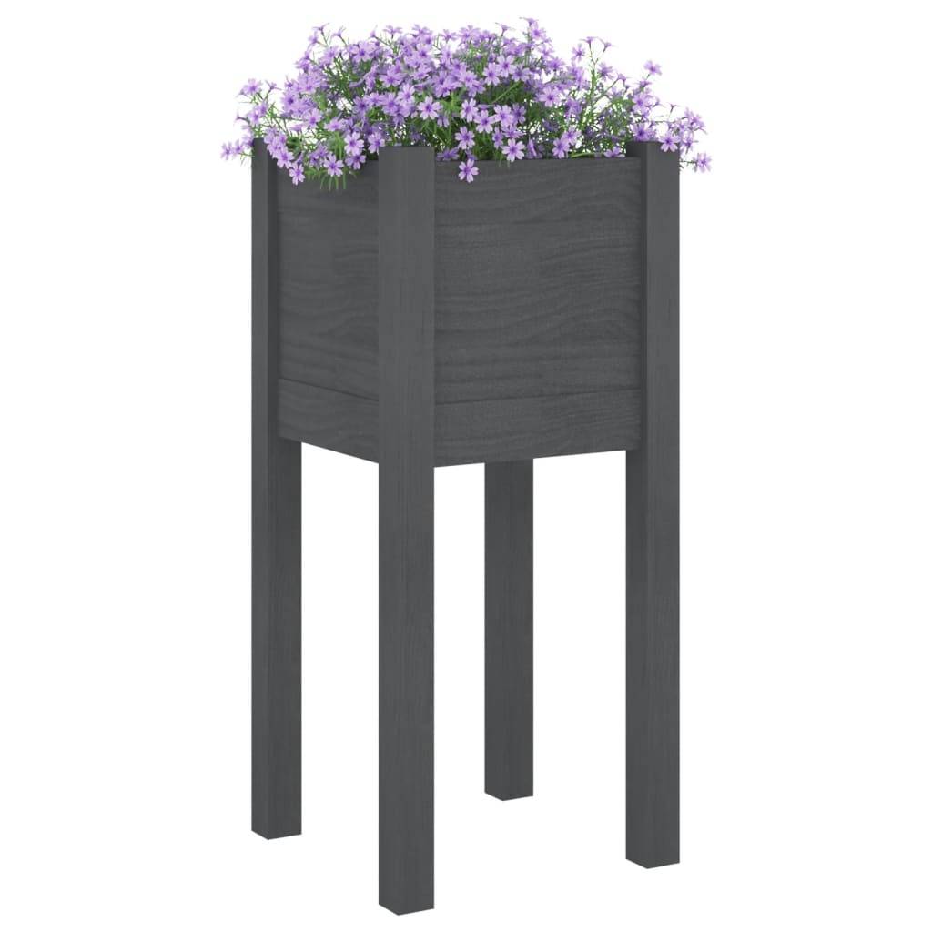 vidaXL Pflanzkübel Grau 31x31x70 cm Massivholz Kiefer