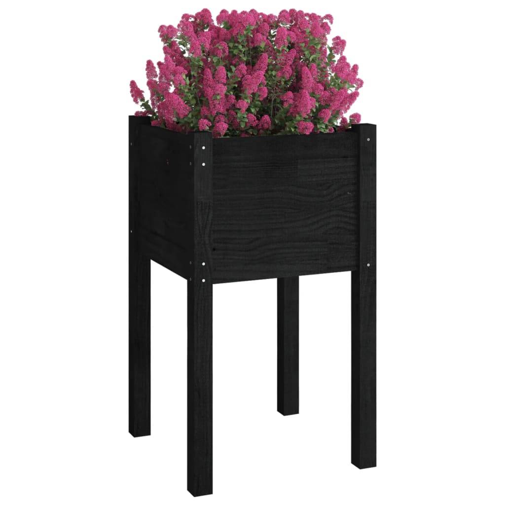 vidaXL Pflanzkübel Schwarz 40x40x70 cm Massivholz Kiefer