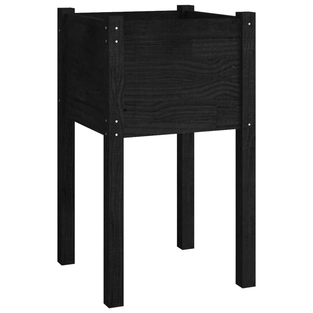 vidaXL Pflanzkübel Schwarz 40x40x70 cm Massivholz Kiefer