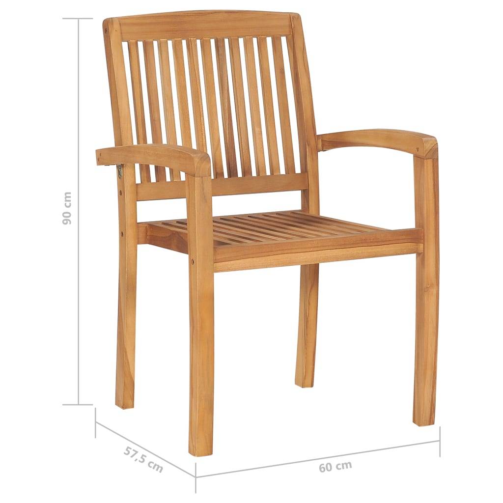 vidaXL Gartenstühle 2 Stk. mit Blauen Kissen Massivholz Teak
