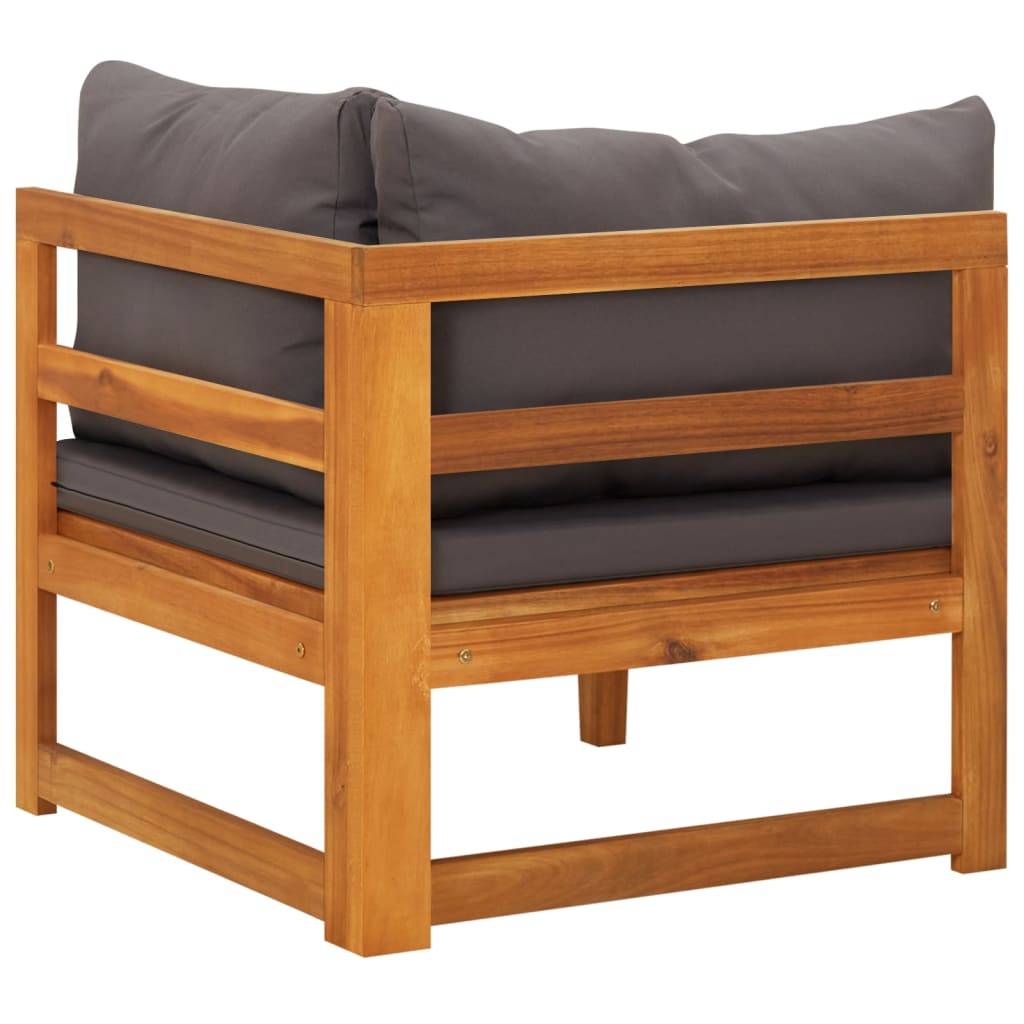 vidaXL Ecksofa mit Dunkelgrauen Kissen Massivholz Akazie