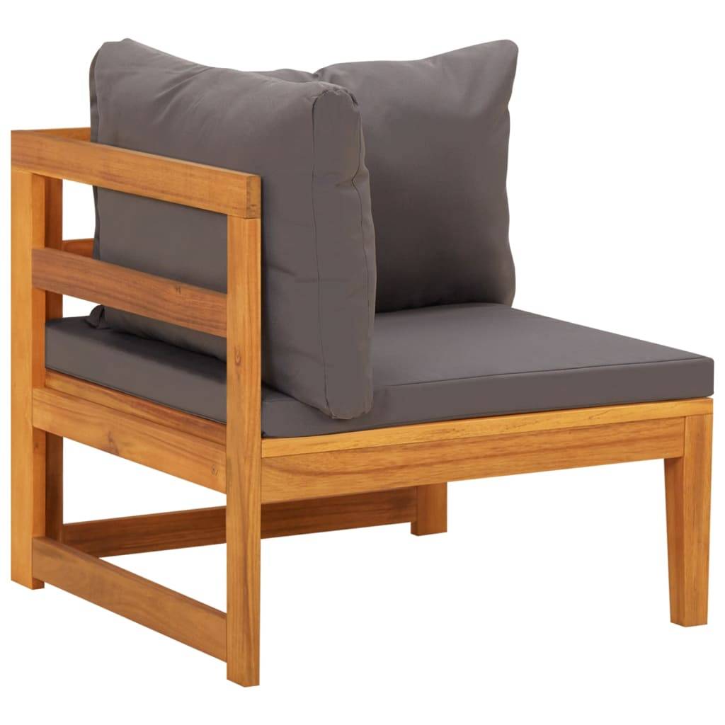 vidaXL Ecksofa mit Dunkelgrauen Kissen Massivholz Akazie