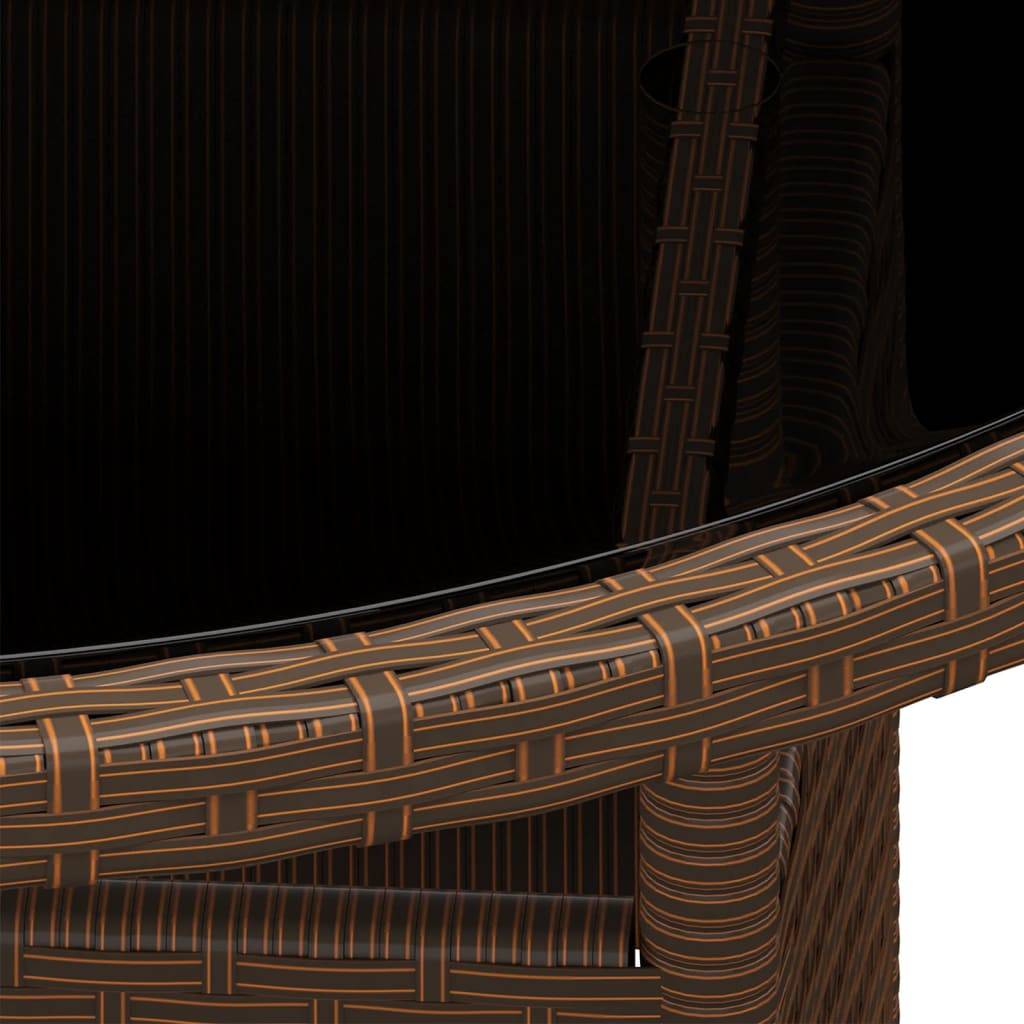vidaXL Gartentisch Ø80x75 cm Hartglas und Poly Rattan Braun