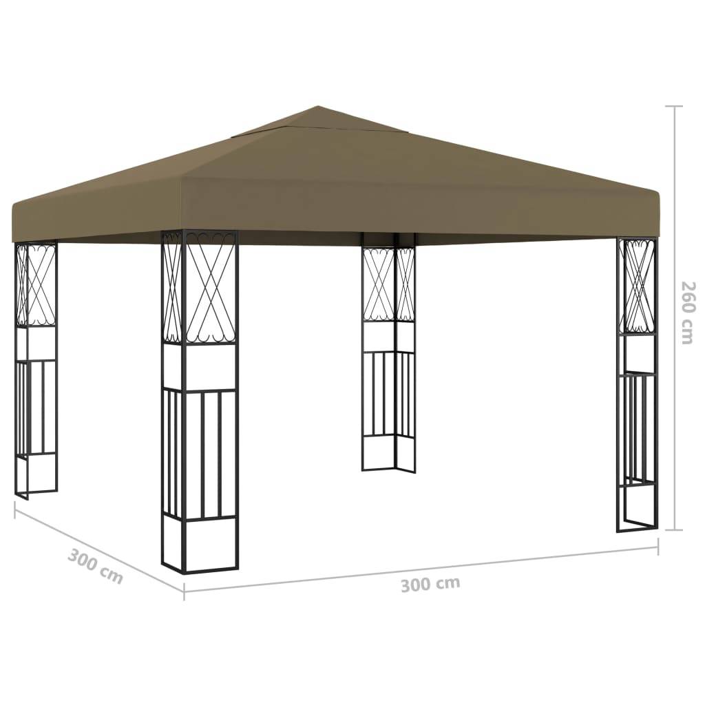vidaXL Pavillon mit LED-Lichterkette 3x3 m Taupe Stoff