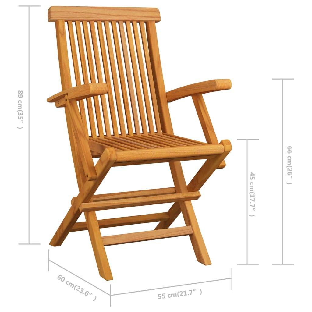 vidaXL Gartenstühle mit Grünen Kissen 2 Stk. Massivholz Teak