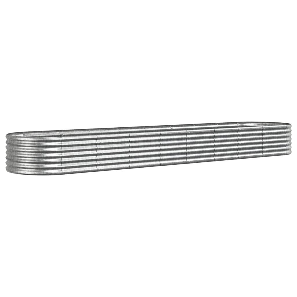 vidaXL Hochbeet Pulverbeschichteter Stahl 368x80x36 cm Silbern