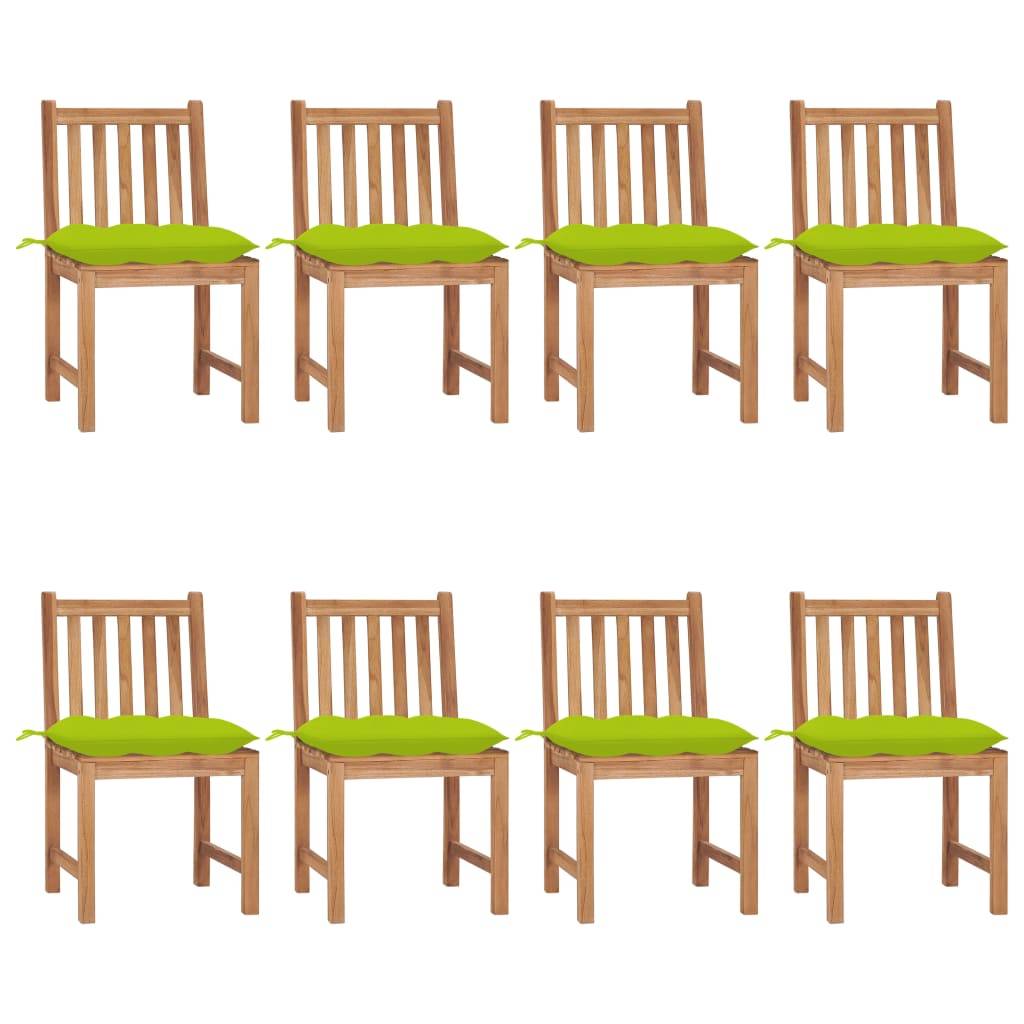 vidaXL Gartenstühle 8 Stk. mit Kissen Massivholz Teak