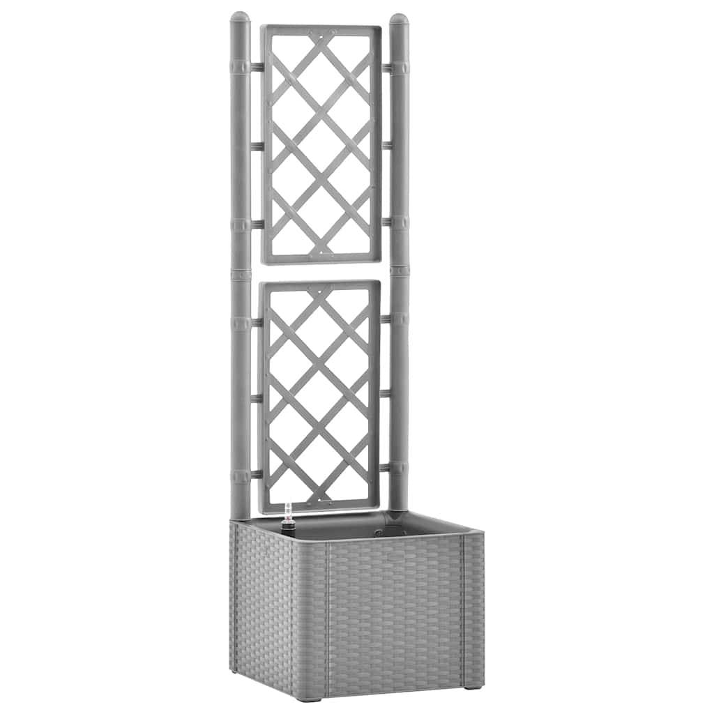 vidaXL Garten-Hochbeet mit Spalier und Selbstbewässerungssystem Grau