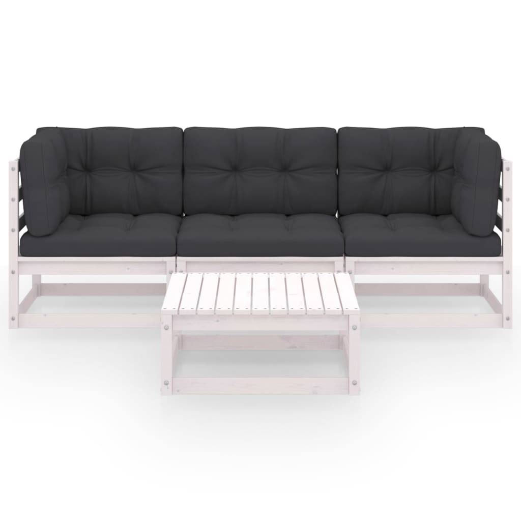 vidaXL 4-tlg. Garten-Lounge-Set mit Kissen Kiefer Massivholz