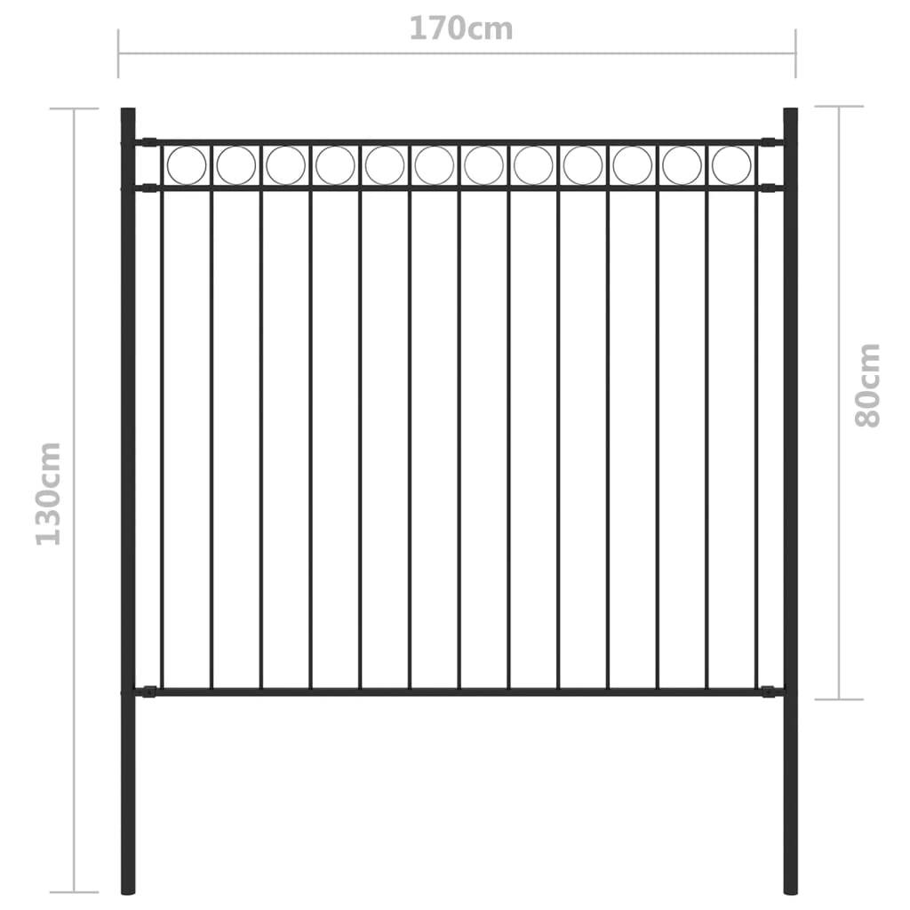 vidaXL Gartenzaun Stahl 1,7x0,8 m Schwarz