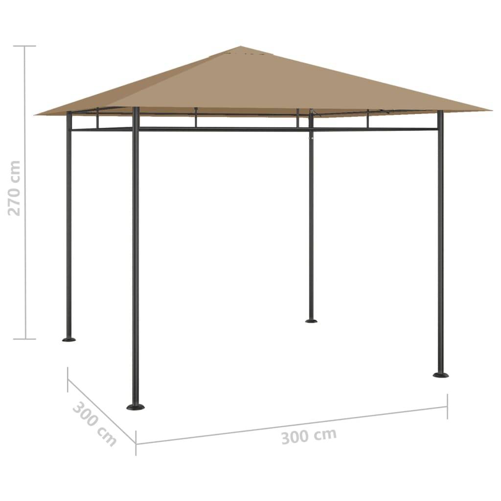 vidaXL Pavillon 3x3x2,7 m Taupe 180 g/m²