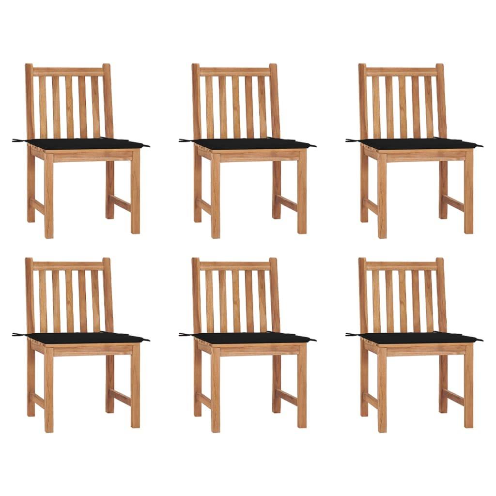 vidaXL Gartenstühle 6 Stk. mit Kissen Massivholz Teak