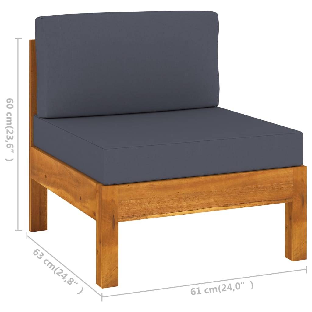 vidaXL 10-tlg. Garten-Lounge-Set mit Dunkelgrauen Auflagen Akazienholz