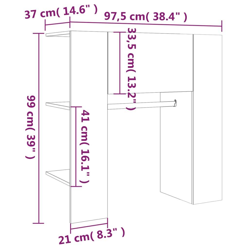 vidaXL Flurschrank Sonoma-Eiche 97,5x37x99 cm Holzwerkstoff