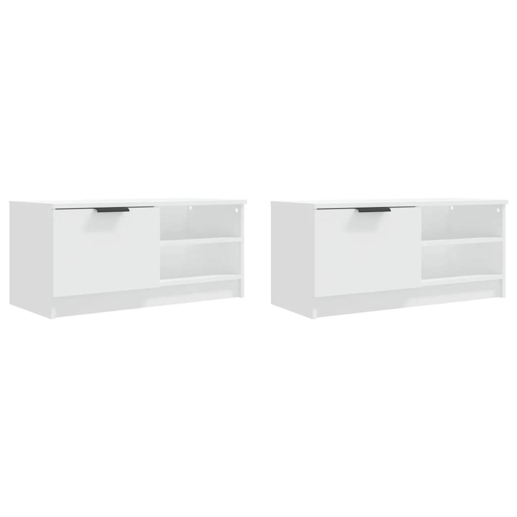 vidaXL TV-Schränke 2 Stk. Weiß 80x35x36,5 cm Holzwerkstoff