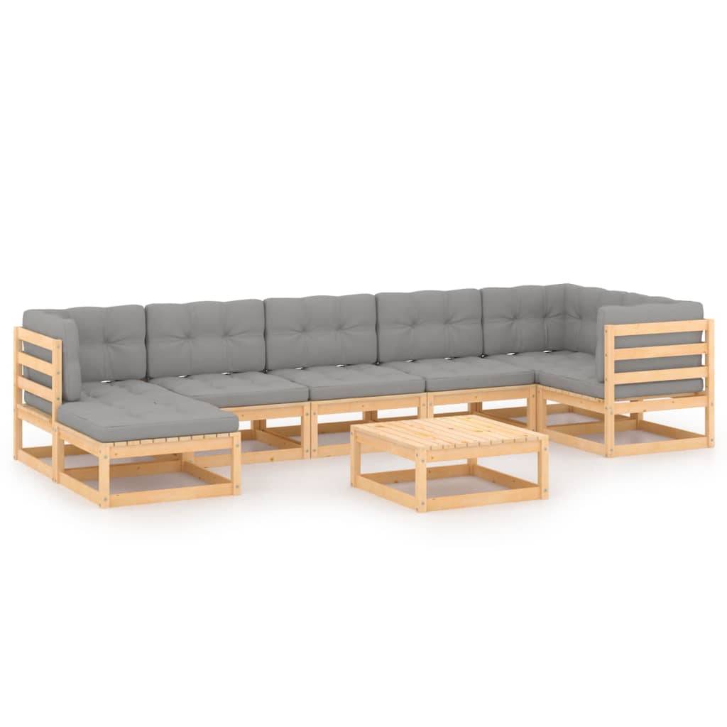 vidaXL 8-tlg. Garten-Lounge-Set mit Kissen Massivholz Kiefer