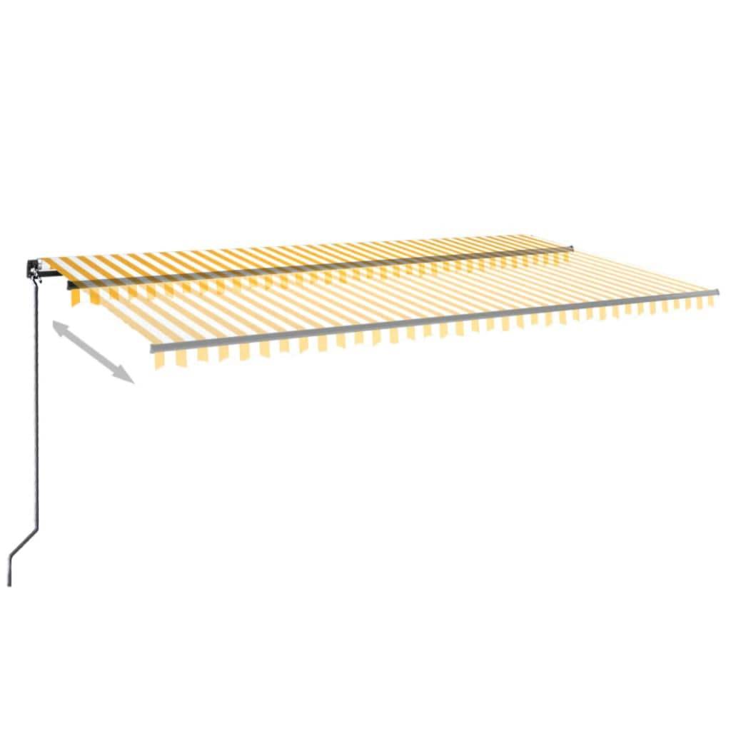 vidaXL Markise Manuell Einziehbar mit LED 600x350 cm Gelb & Weiß