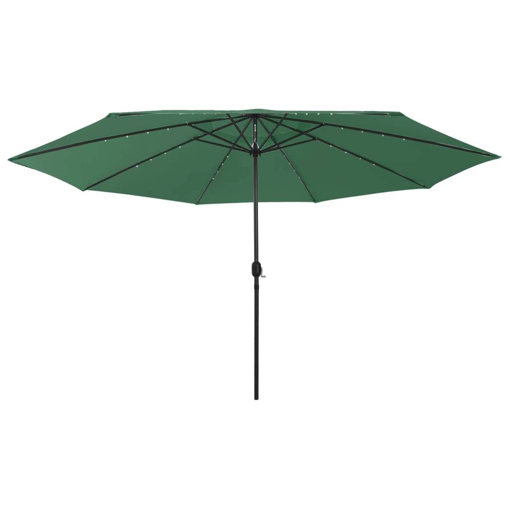 vidaXL Sonnenschirm mit LED-Beleuchtung 400 cm Grün