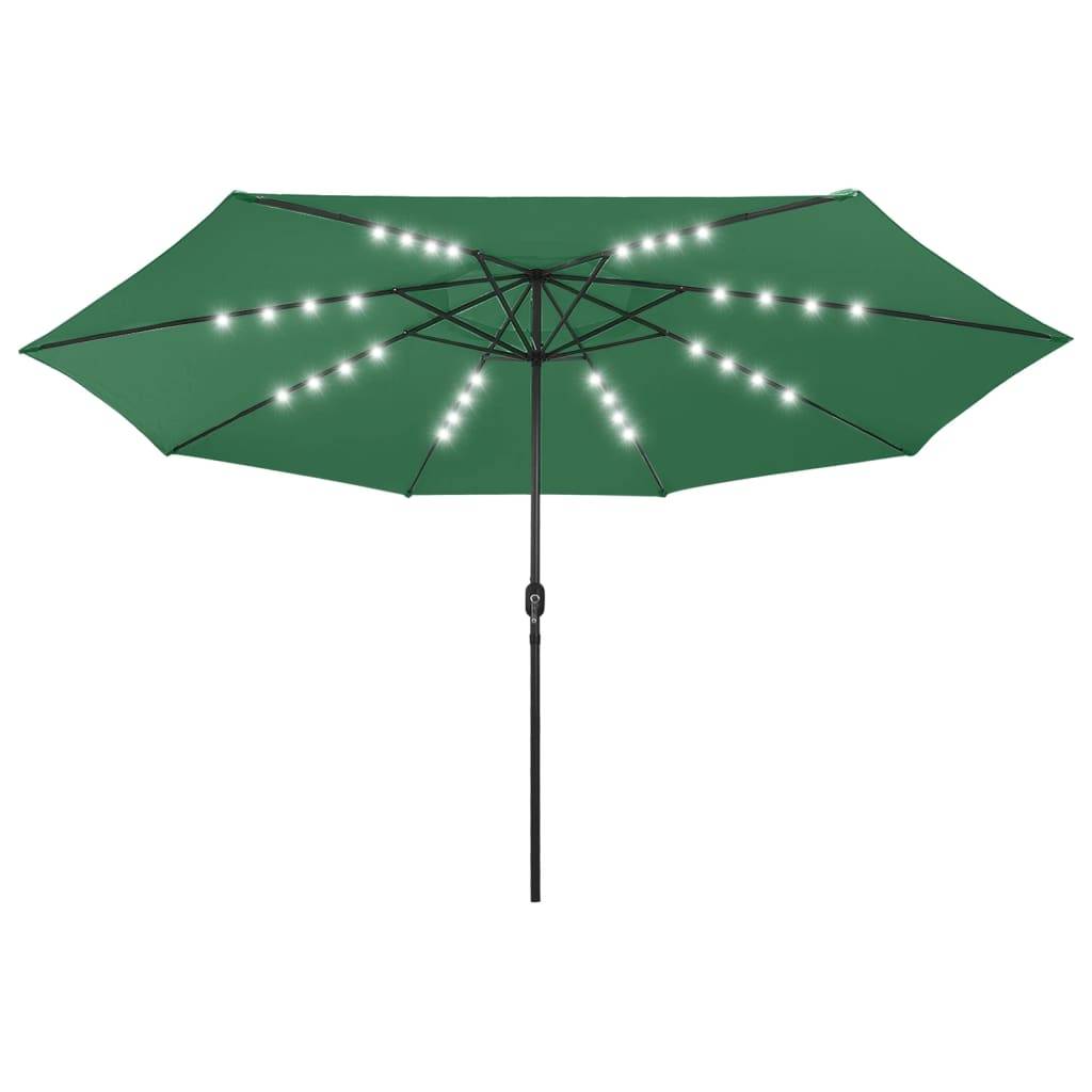 vidaXL Sonnenschirm mit LED-Beleuchtung 400 cm Grün