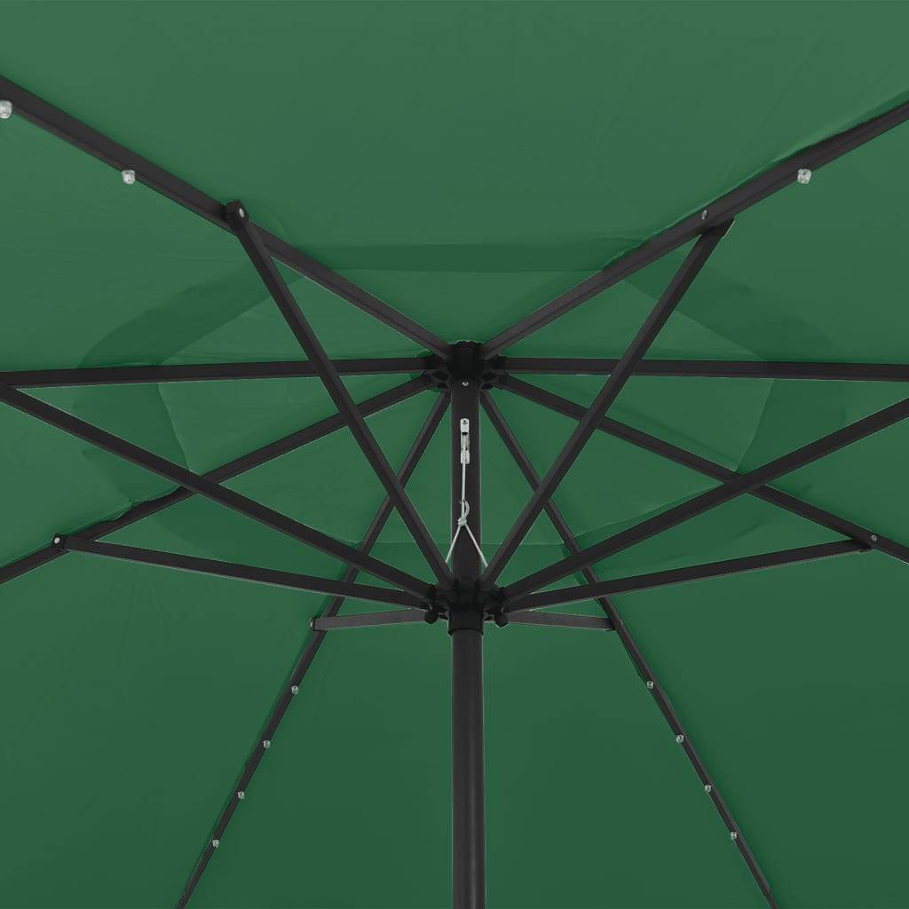 vidaXL Sonnenschirm mit LED-Beleuchtung 400 cm Grün
