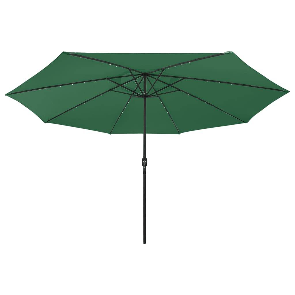 vidaXL Sonnenschirm mit LED-Beleuchtung 400 cm Grün