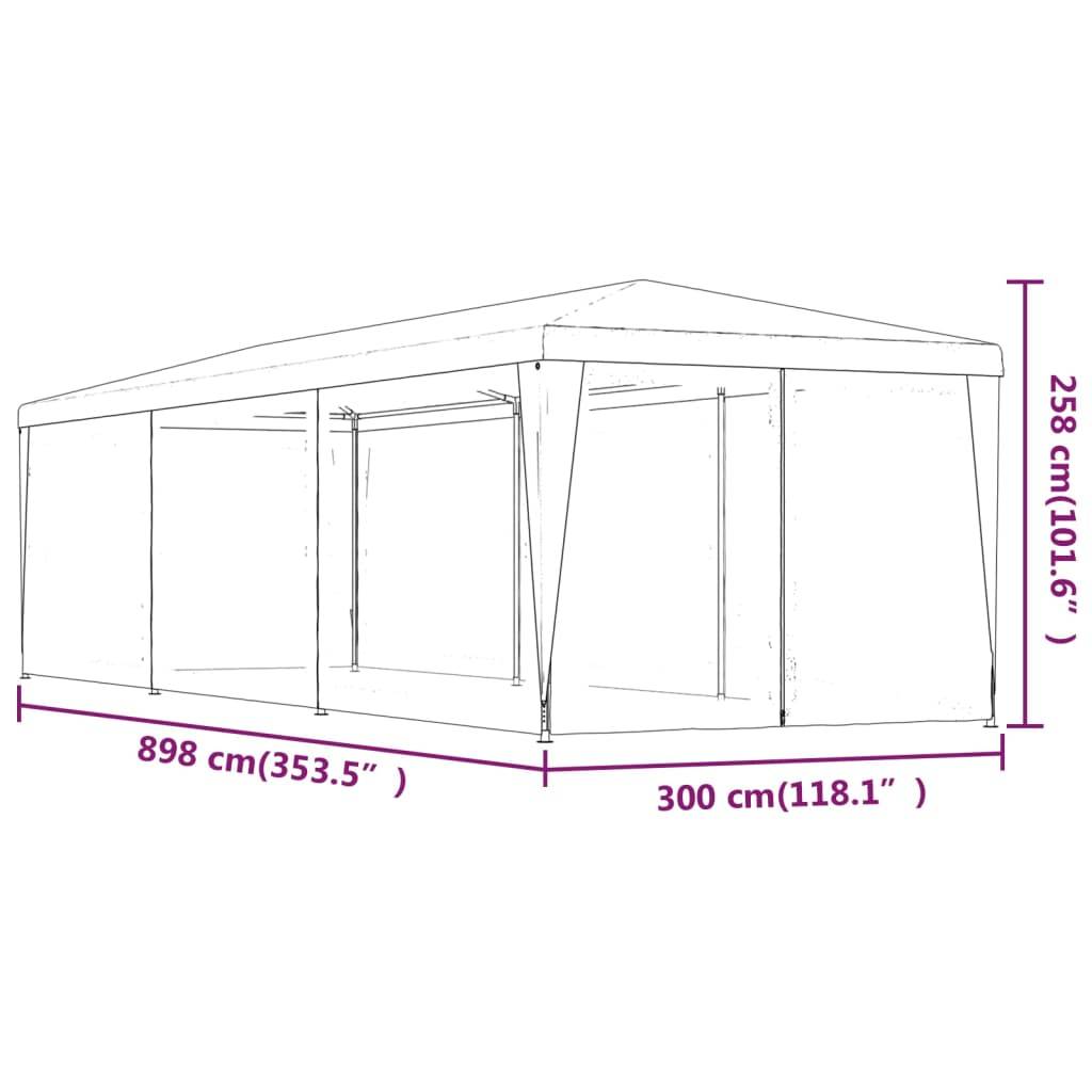 vidaXL Partyzelt mit 8 Mesh-Seitenwänden Blau 3x9 m HDPE