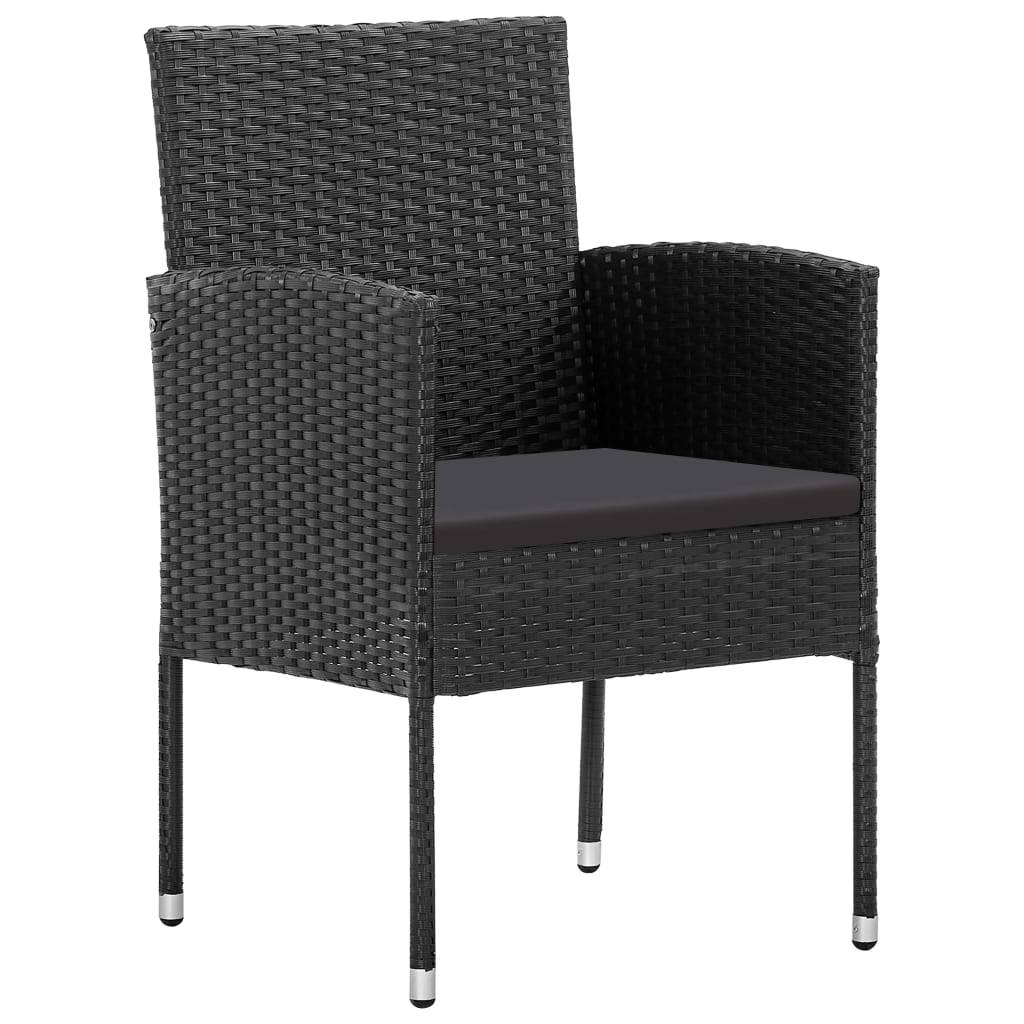 vidaXL Gartenstühle mit Kissen in Schwarz 4 Stk. Schwarz Polyrattan